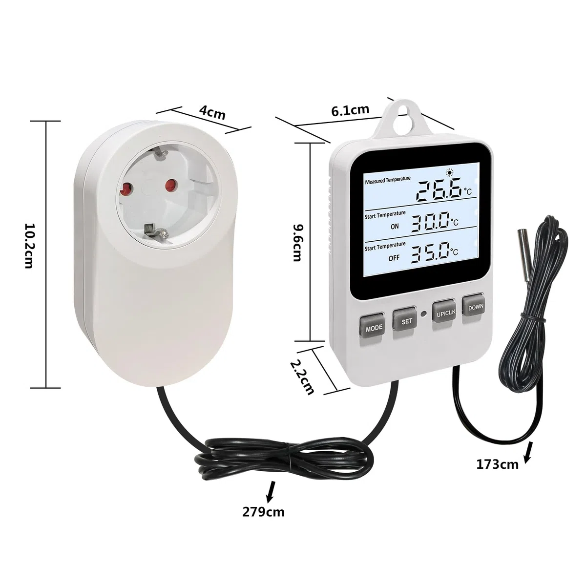 Presa di uscita del termostato digitale a spina, regolatore di temperatura di riscaldamento e raffreddamento, interruttore del riscaldatore e del raffreddatore, per terrario di incubazione