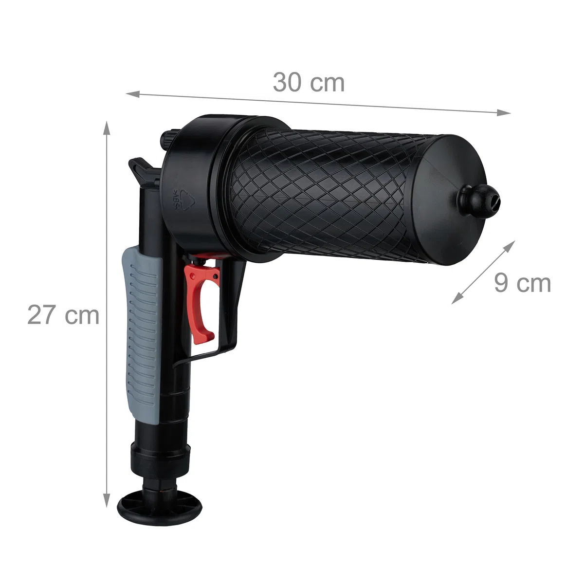 Relaxdays Pistola Sturalavandini ad Aria Compresa, Stura Lavandini e Scarichi, 4 Inserti, Pompa Sturatubi e Water, Nero