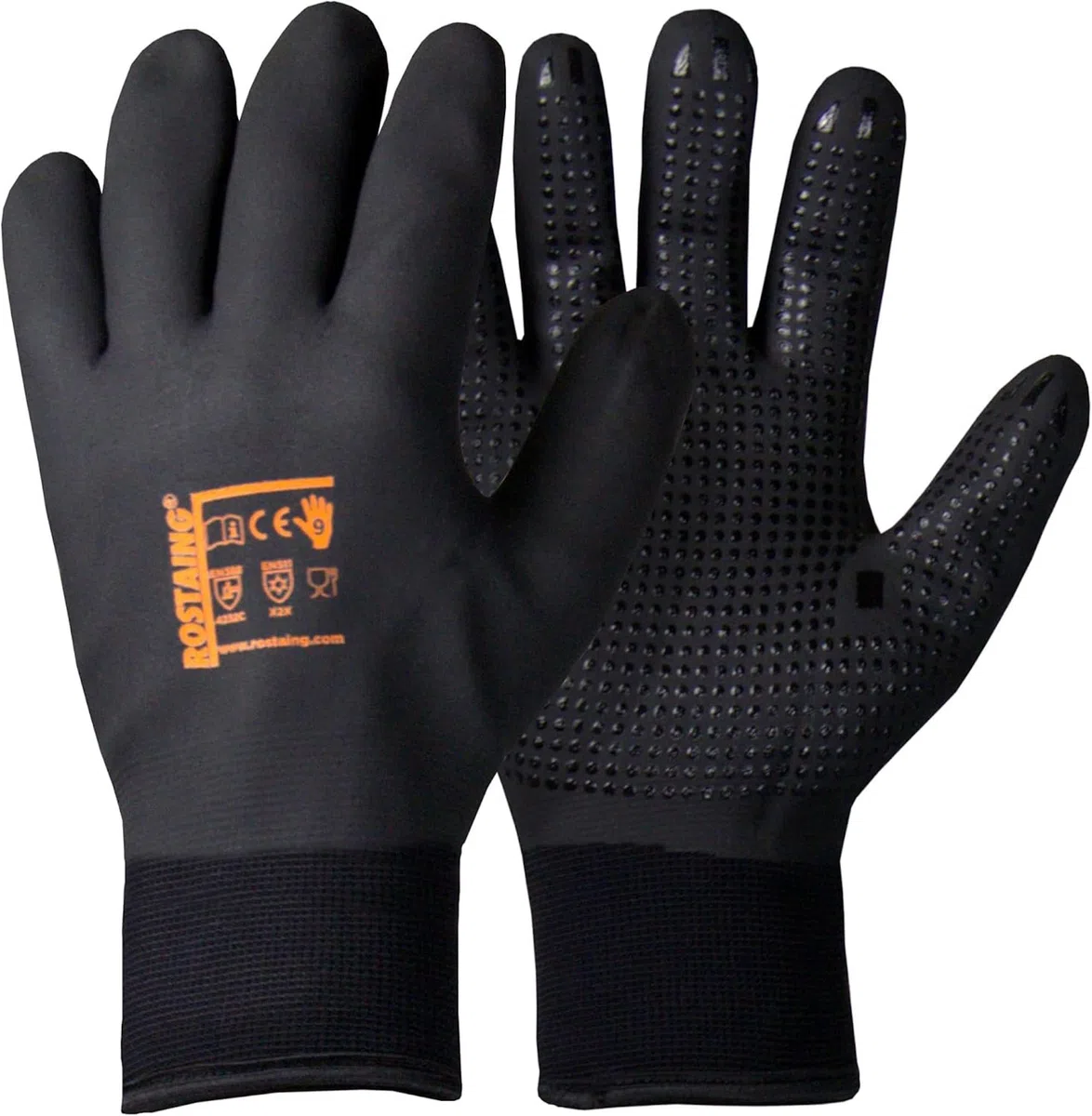 Guanti ROSTAING WINTERPRO - Paia di guanti da lavoro - Neri - Invernali - Ideali per lavorare in ambienti umidi e freddi - Impermeabili - Comfort - Resistenza al freddo
