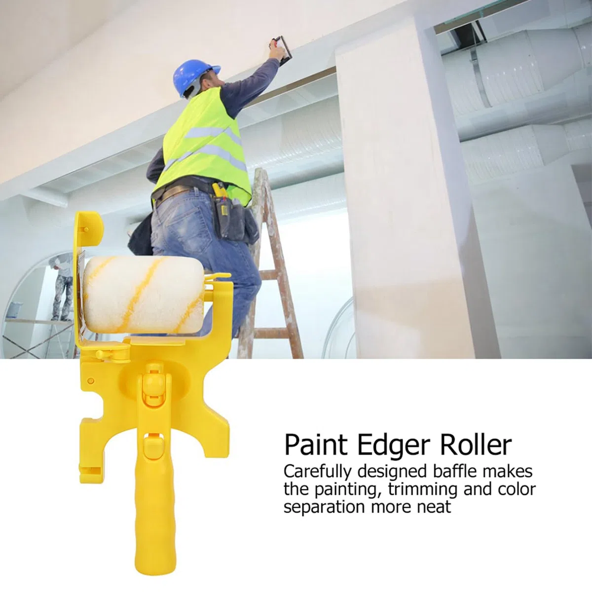 Bordo per rullo di vernice, kit di bordo per vernice portatile con rullo e pennello, Bordo per pittura portatile per strumento di sicurezza a soffitto a parete per la casa, 30 x 12 x 6,4 cm