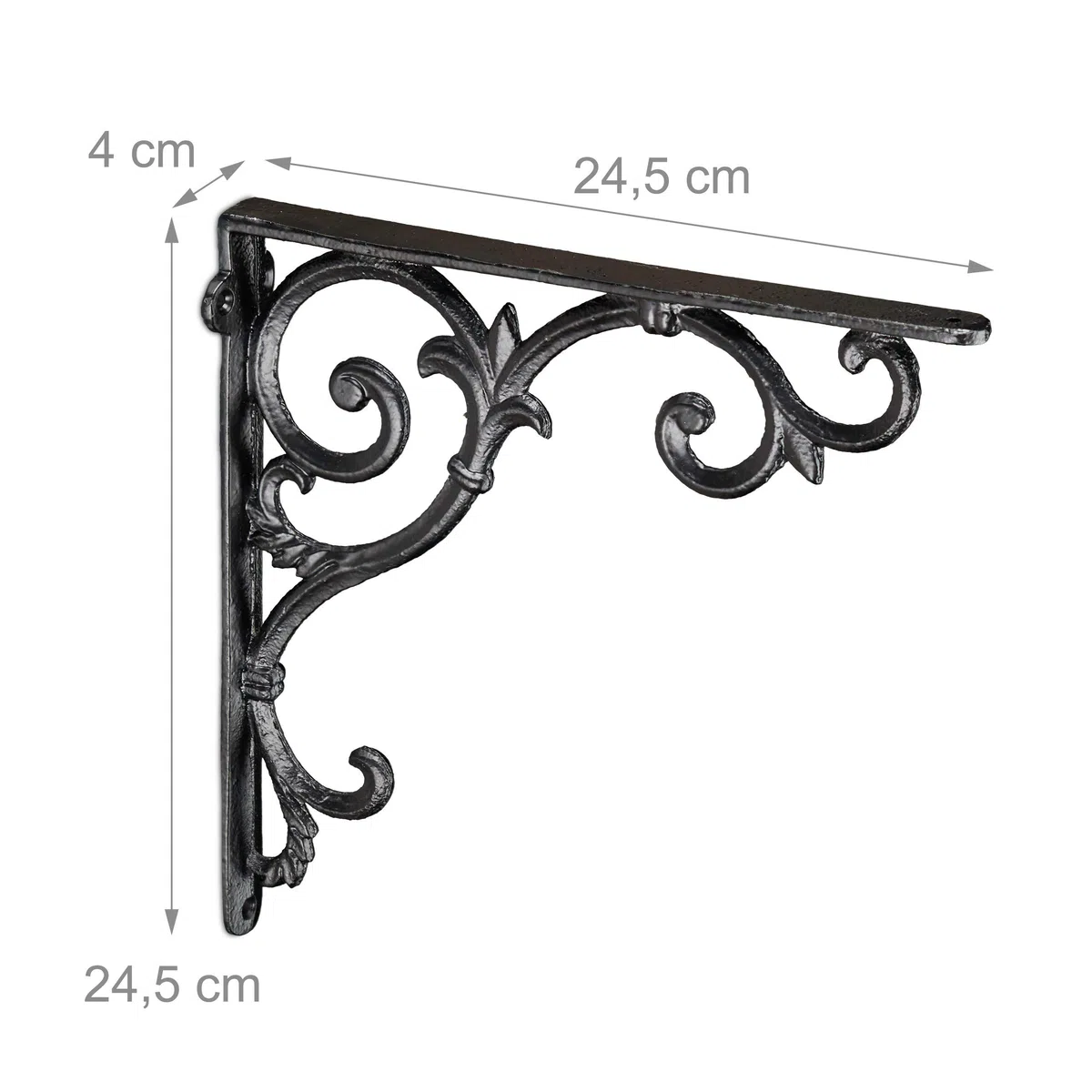 Relaxdays Staffe per Mensole, Set da 2 Supporti dal Design Barocco, Reggimensola Angolari per Scaffali, Vintage, Nero