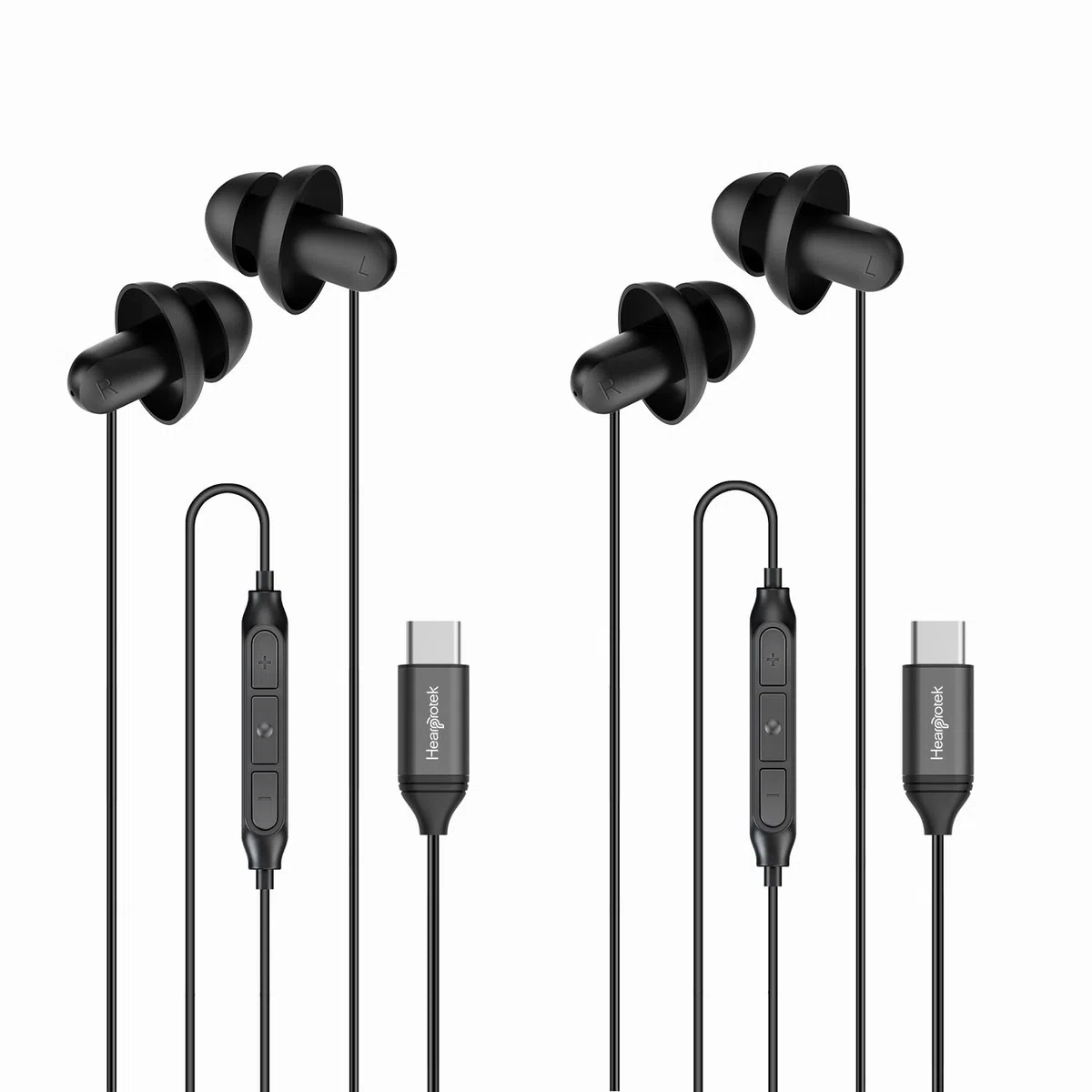 Hearprotek auricolari per dormire, USB c 2 paia di Auricolari Cuffie con microfono-Isolamento acustico in silicone Tipo c Auricolari Sleep Buds per telefono Android, ideali per dormire