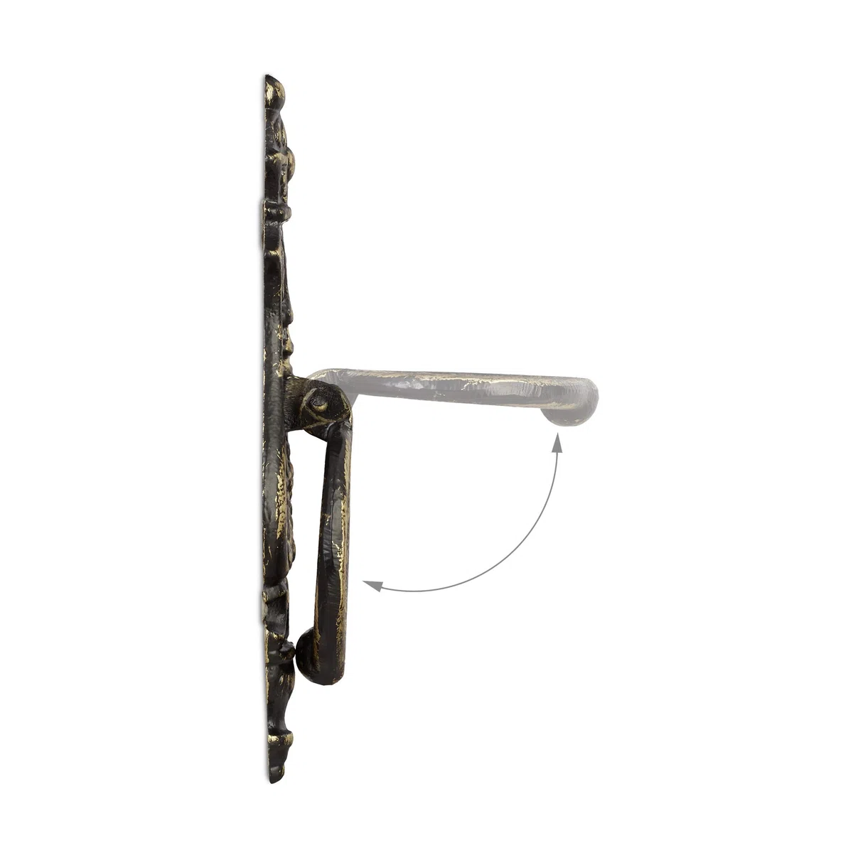 Relaxdays Battente per Porta, Battiporta ad Anello, Batacchio, Stile Rustico, Ghisa, HLP: 24 x 8,5 x 3 cm, Nero Bronzato