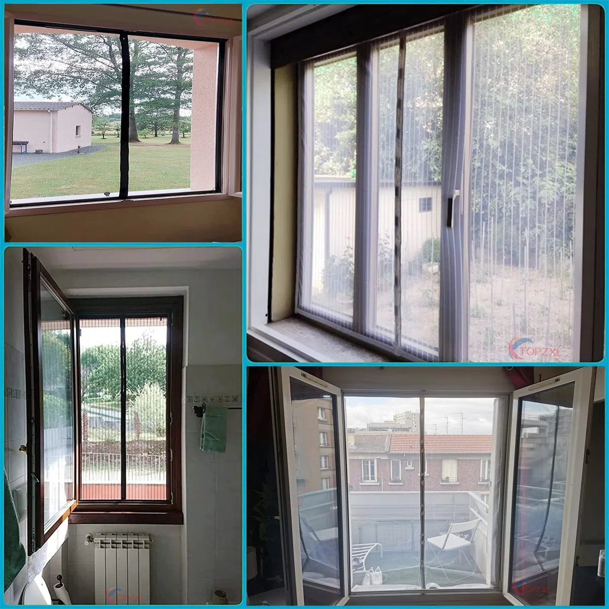 Zanzariera Magnetica per Finestre 120x90 cm Tenda Zanzariera Finestra, Chiuso Automaticamente Pieghevole Rete, Finestre da Balcone Cantine Terrazze Nero Z