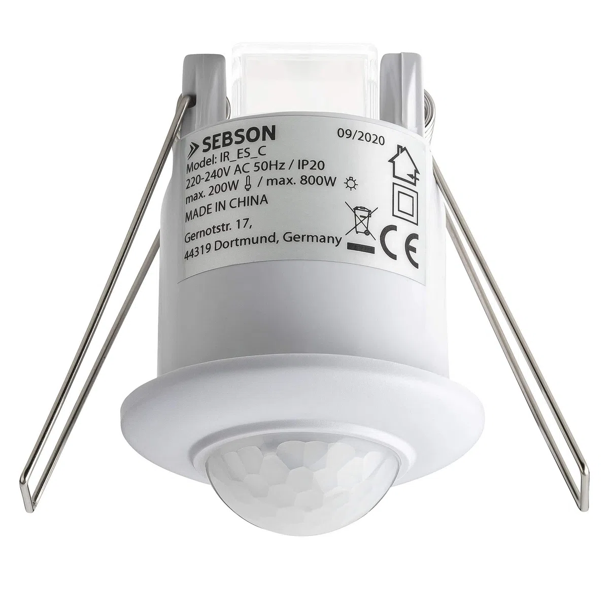 SEBSON 2x Rilevatore di Movimento per Luci 220V Interni, Montaggio ad Incasso a Soffitto, LED adatto, pogrammabile, Infrarossi Sensore, 6m / 360°