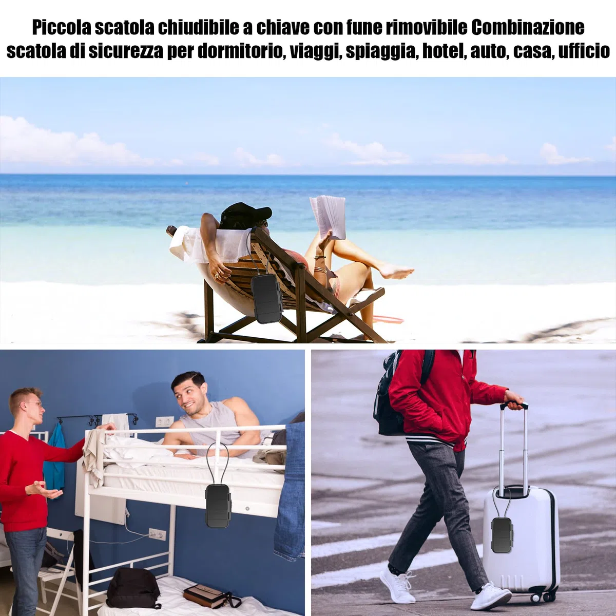 Cassaforte Portatile con Combinazione, [Impermeabile] Diyife Cassetta di Sicurezza Portatile, Mini Cassaforte da Viaggio con Corda Metallica Rimovibile per Casa, Ufficio, Spiaggia, Sampeggio, Gioielli