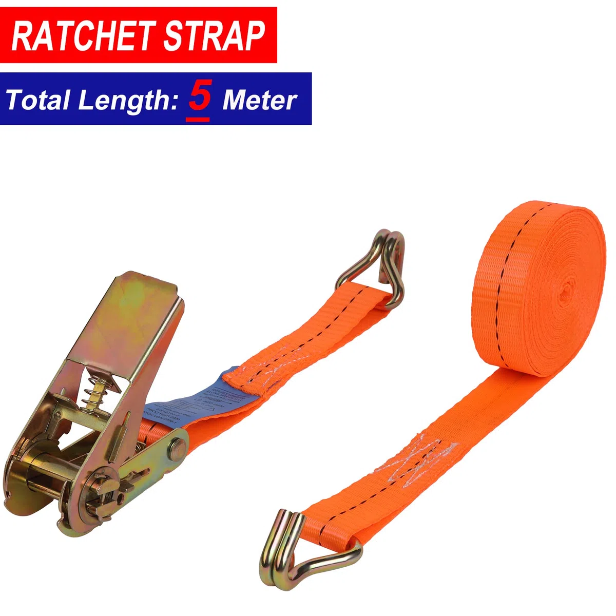 4 pezzi, 800 kg, 5 m, cricchetti, cinghie di ancoraggio con ganci a J,cinghia di tensione larga 25 mm per attrezzature per prato, dispositivi di trasloco, moto, bagagli