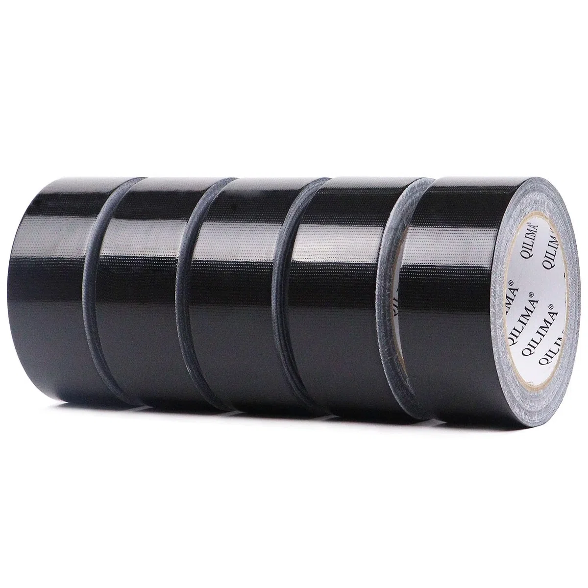 QILIMA 5 Rotoli Nero Nastro Adesivo Americano Impermeabile Duct Tape extra forte Nastro in Tessuto per riparazioni o decorazioni, scarichi e condotti 48mm x 27m