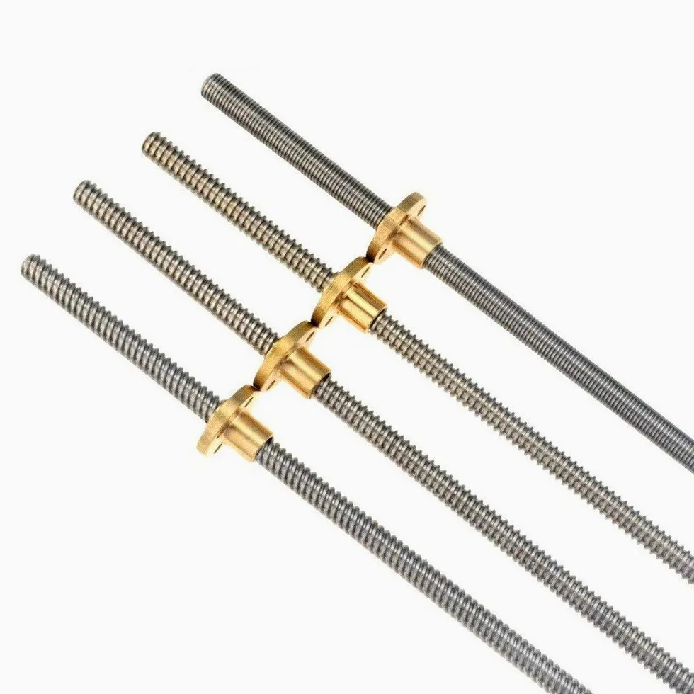 Perni a barra completamente filettati, filettatura della vite di comando, filettatura della vite di comando T4, passo 4 mm, passo 1 mm, lunghezza 100~650 mm con dado in ottone, barra trapezoidale for