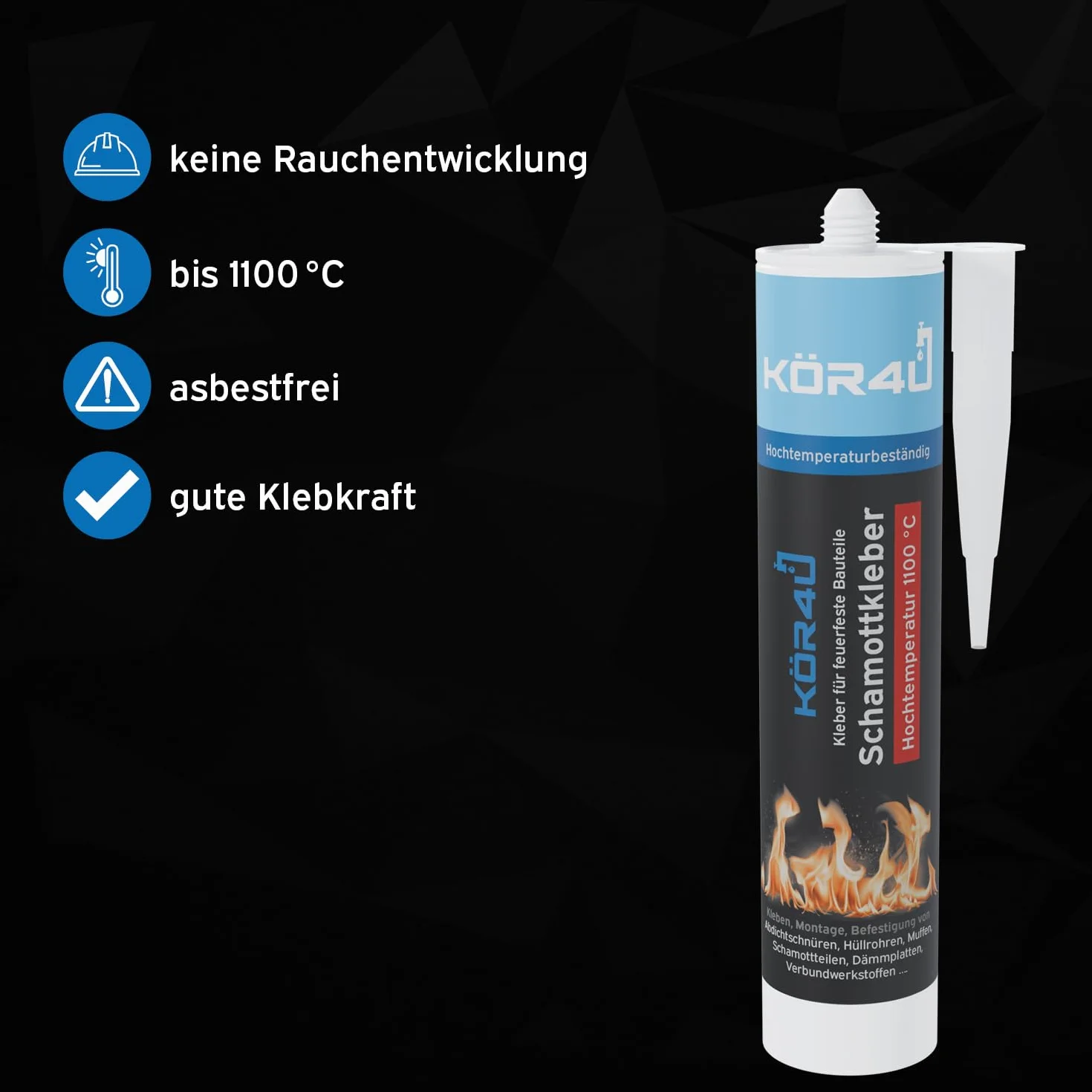 Kör4u Colla Refrattaria 310 ml - Beige per Componenti Refrattari, Perfetta per Riparare Mattoni Danneggiati