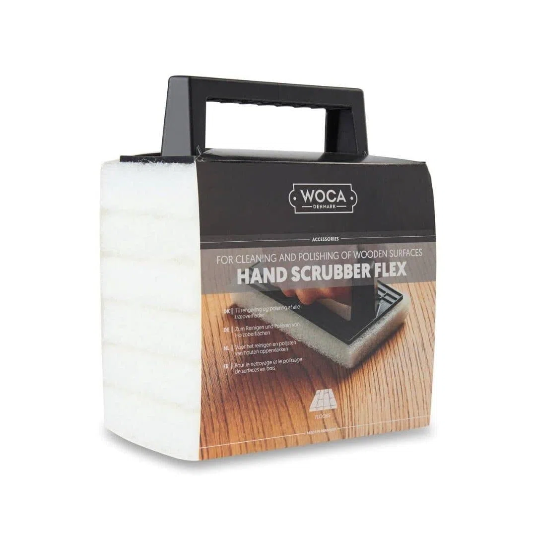 Woca Kit di pulizia a mano flessibile con 5 tamponi di lucidatura bianchi
