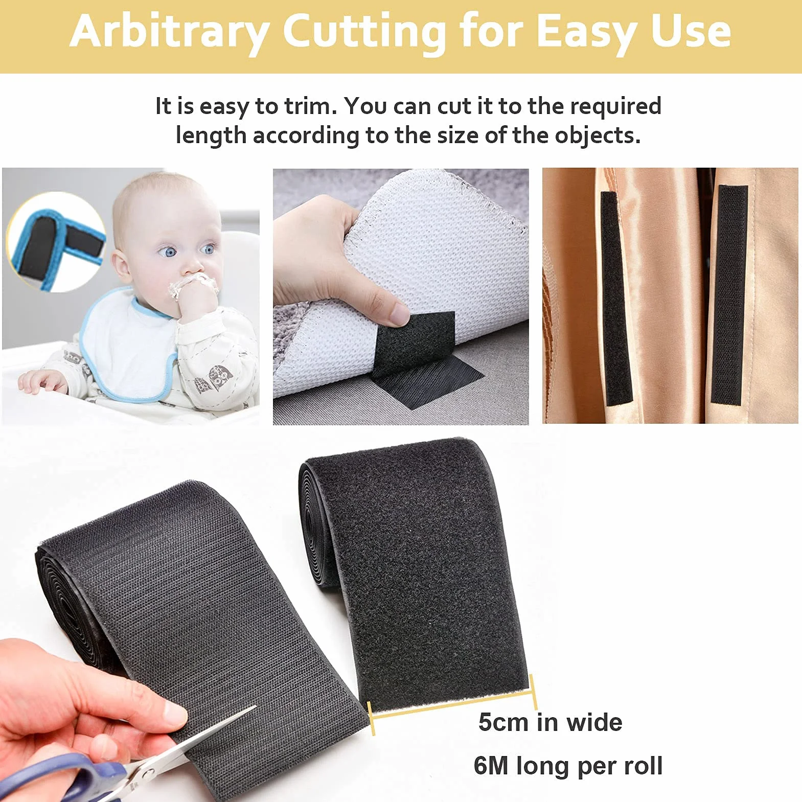 TEUVO Gancio per Cucito e Loop per Tessuti e Abbigliamento, Nastro Magnetico Non Adesivo per Artigianato DIY e Progetti di Cucire Home e Ufficio 5cm X 6M