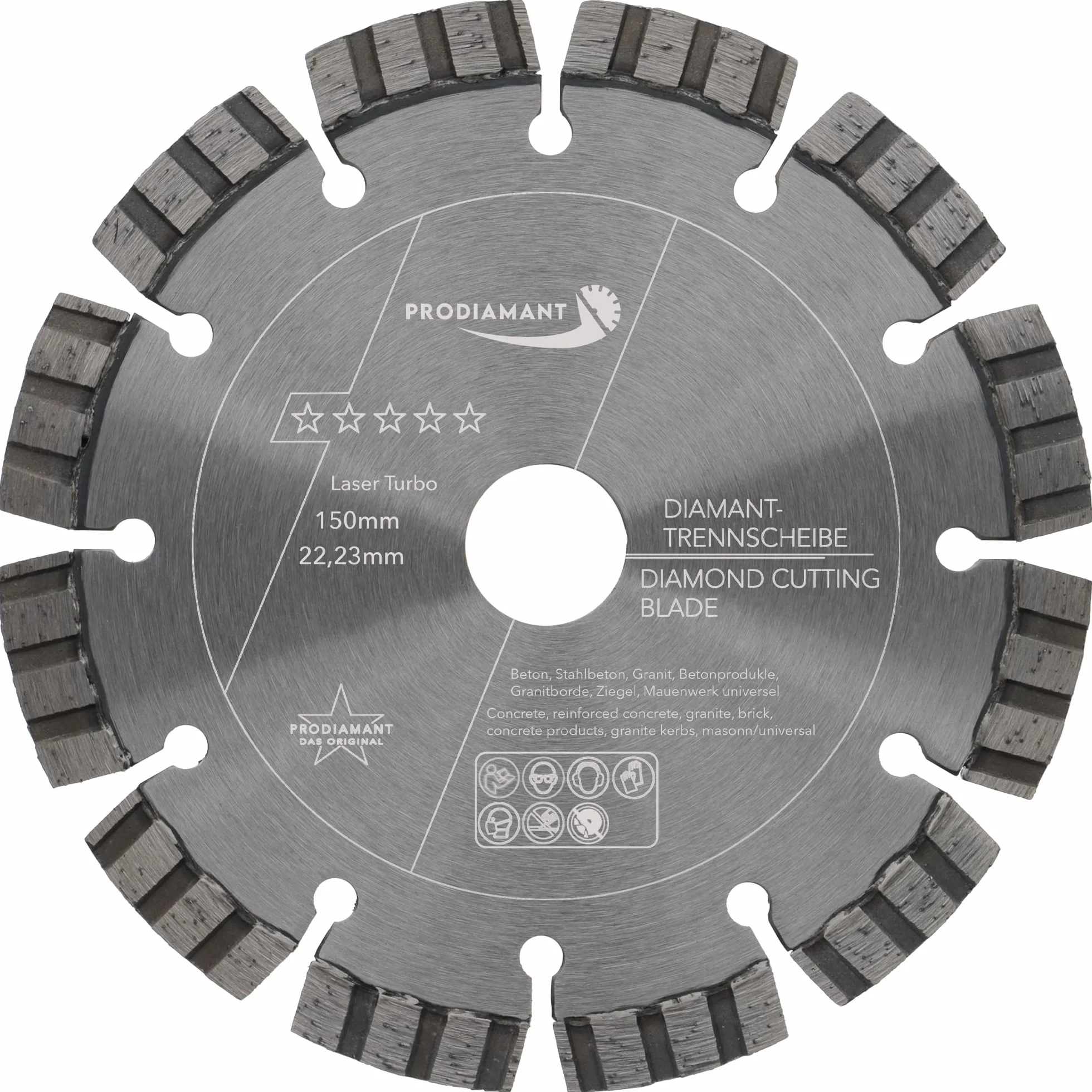 PRODIAMANT Disco da taglio diamantato Premium per calcestruzzo 150 mm x 22,2 mm disco da taglio diamantato saldato al laser