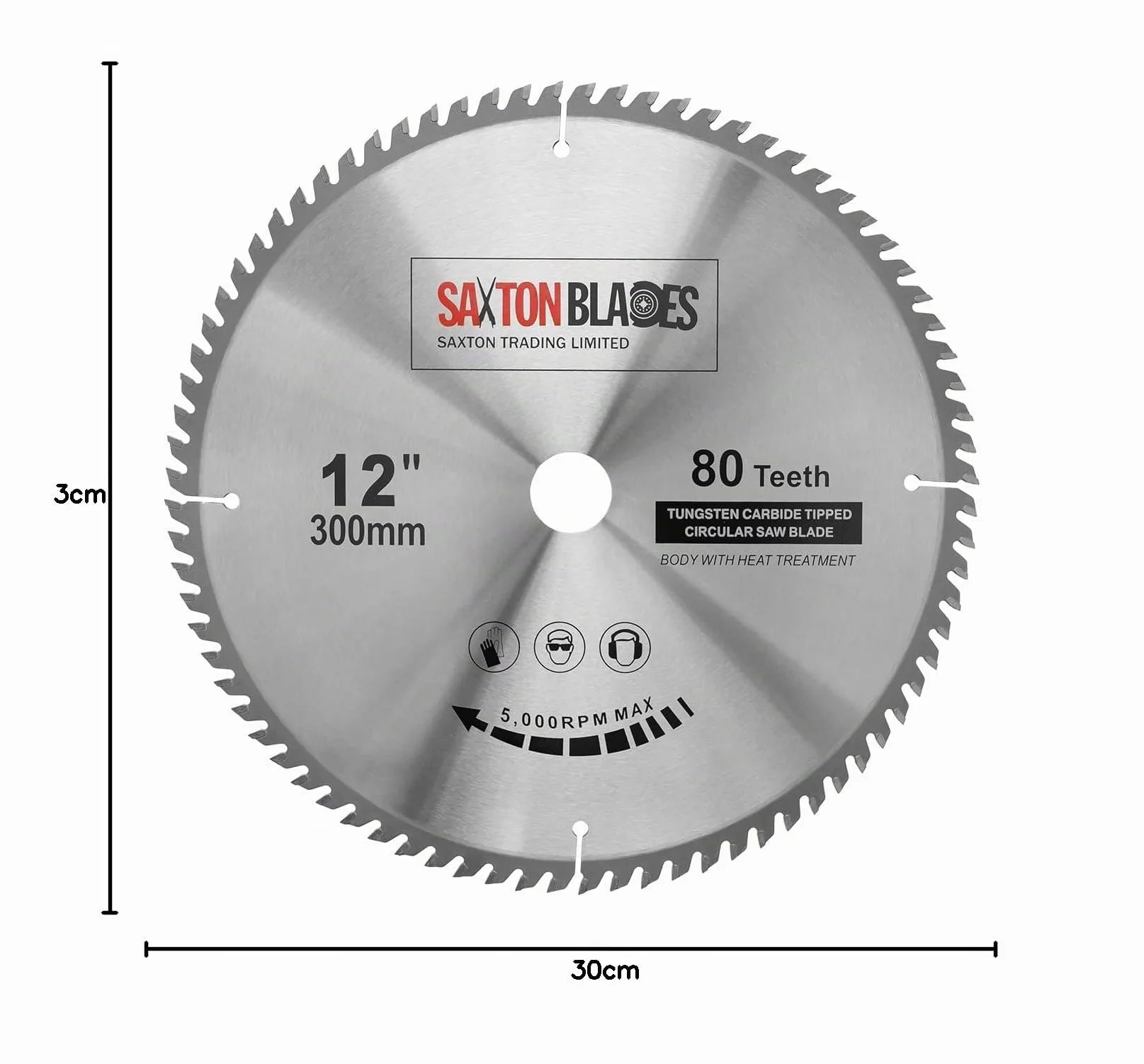 Saxton TCT Circular Lama per legno 300mm x 30mm x 80T compatibile con Bosch, Makita etc compatibile con 305mm Saws