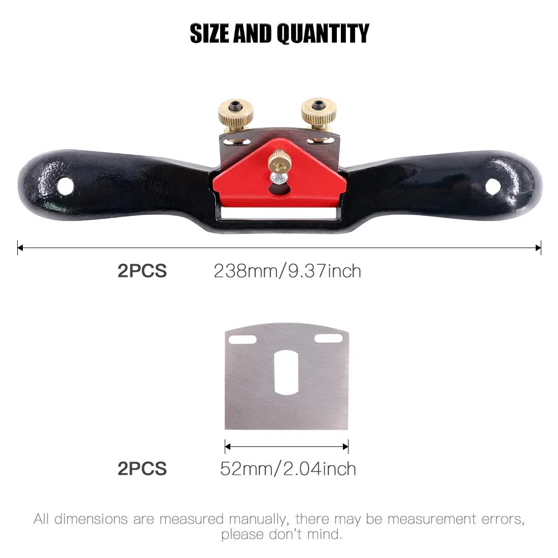 Glarks 2 pialle regolabili da 25,4 cm con base piatta e lama in metallo, strumento manuale per la lavorazione del legno e 2 lame extra per artigianato del legno