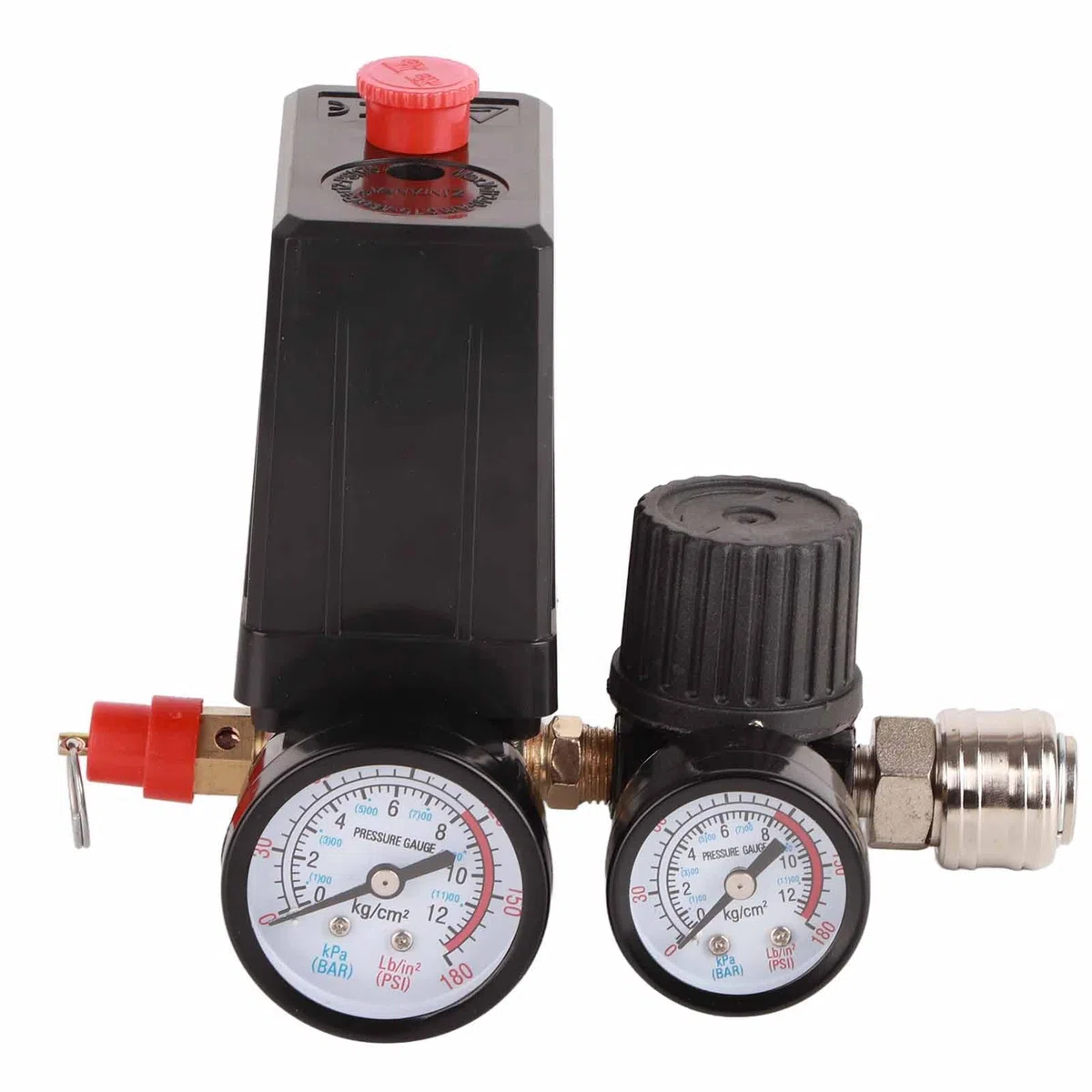 Pressostato del Compressore D'aria, Regolatore di Pressione Interruttore del Compressore 1/4in Valvola di Regolazione del Controller a 4 Fori 90-120PSI 220V per Controllo