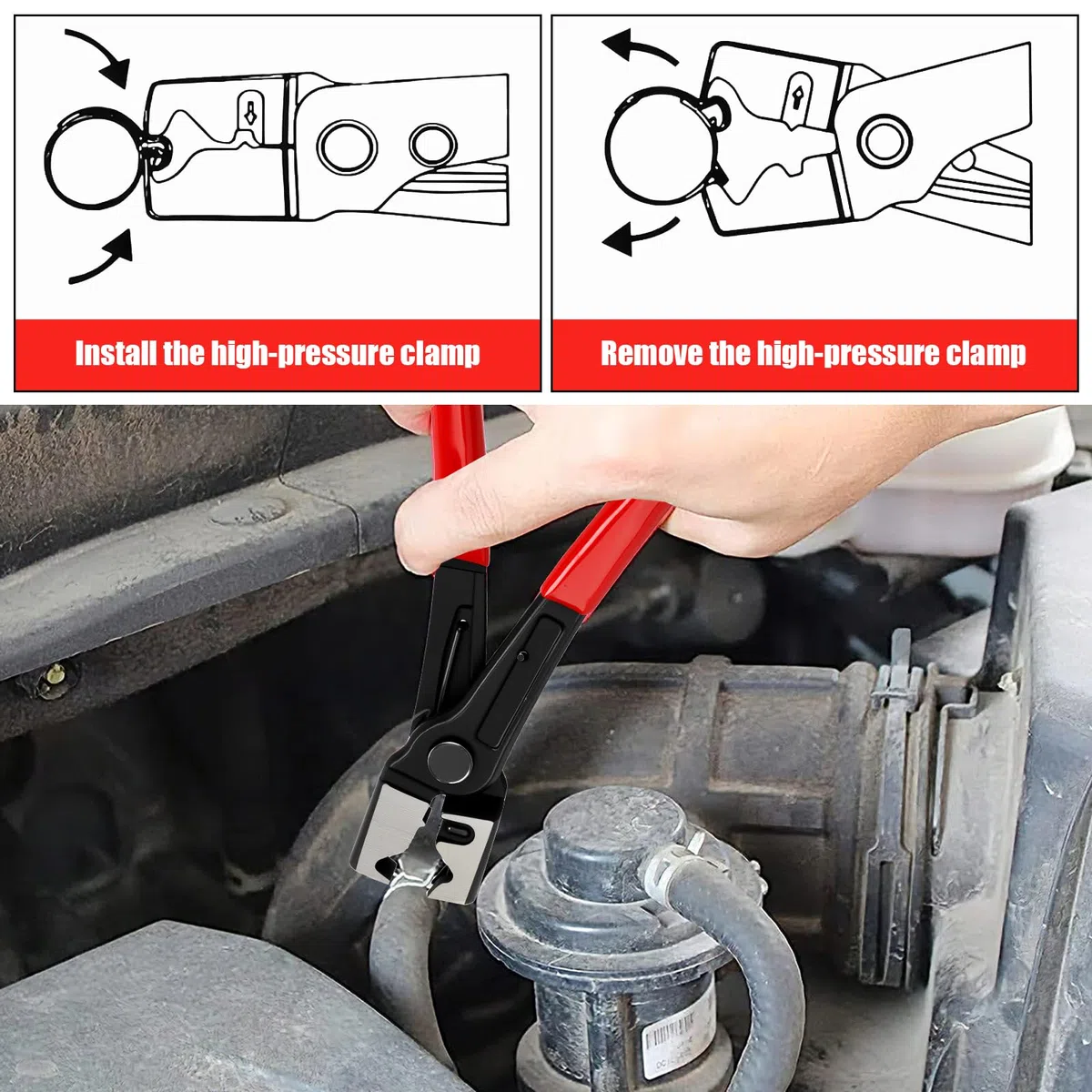 Set di 4 pinze per tubi flessibili, pinze per fascette stringitubo, pinze per tubo radiatore, pinze per auto