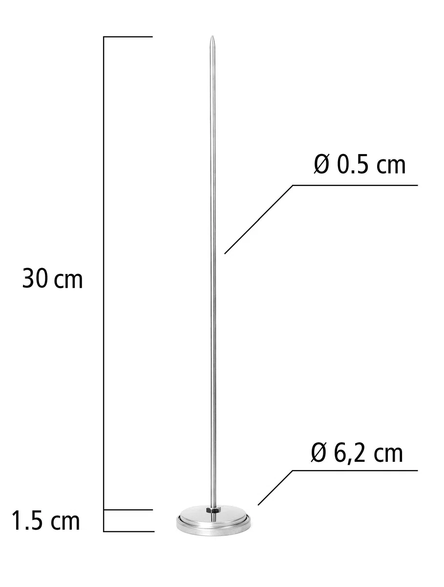 Termometro da incasso 500 gradi Ø 6,5 cm per forno a legna, forno pizza, grill, affumicatore, BBQ realizzato in acciaio inox, sonda 15cm | 30cm | 45cm con cono incorporato (30cm)