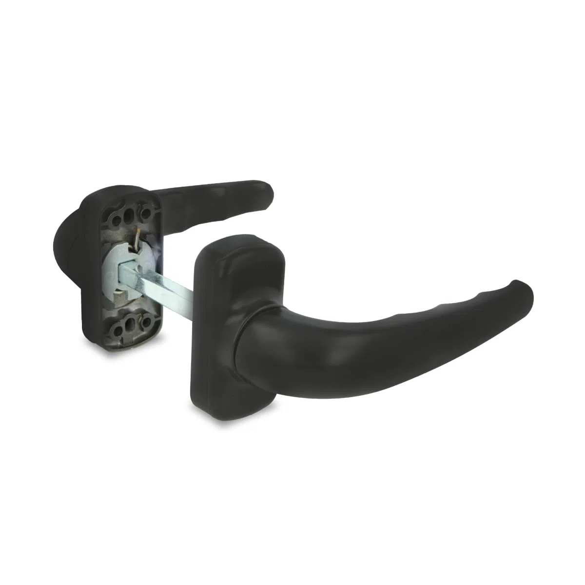 Amig - Set di Maniglia a Rosetta Rinforzata - Modello Sendoa - Realizzata in Alluminio - Misura: 125 X 66 mm - Quadrettino da 8 mm - Nero