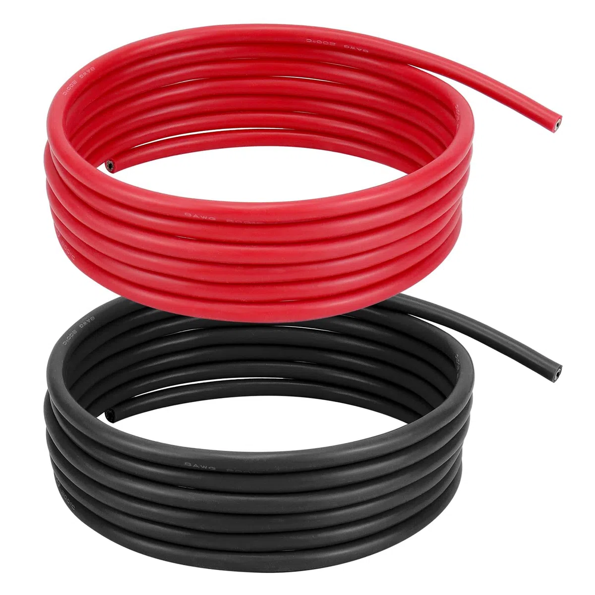QWOK Cavo Elettrico 8 AWG 8,3 mm² - 2,5 m Nero 2,5 m Rosso - Filo Rivestito in Silicone Filo di Rame Stagnato 1650 Fili per RC Auto, Drone, Batteria Aereo, ecc