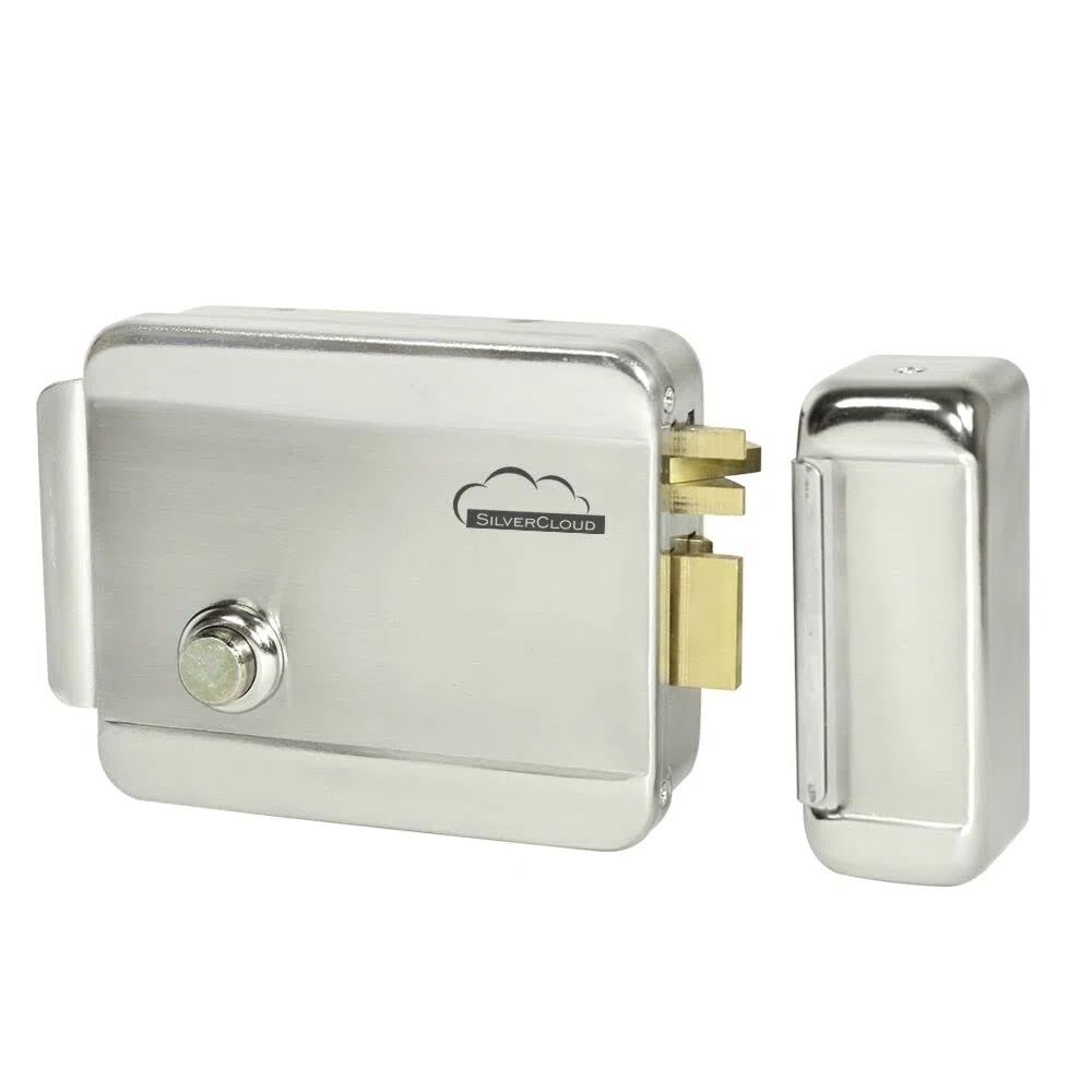 Serratura Elettrica da Applicare 12V Mano Sinistra Cilindro con 3 chiavi mancino, 12 V, Chiusura Normale Fail-Secure, Acciaio Inox, Pulsante di sblocco Acciaio Inox, Pulsante di sblocco YL-500