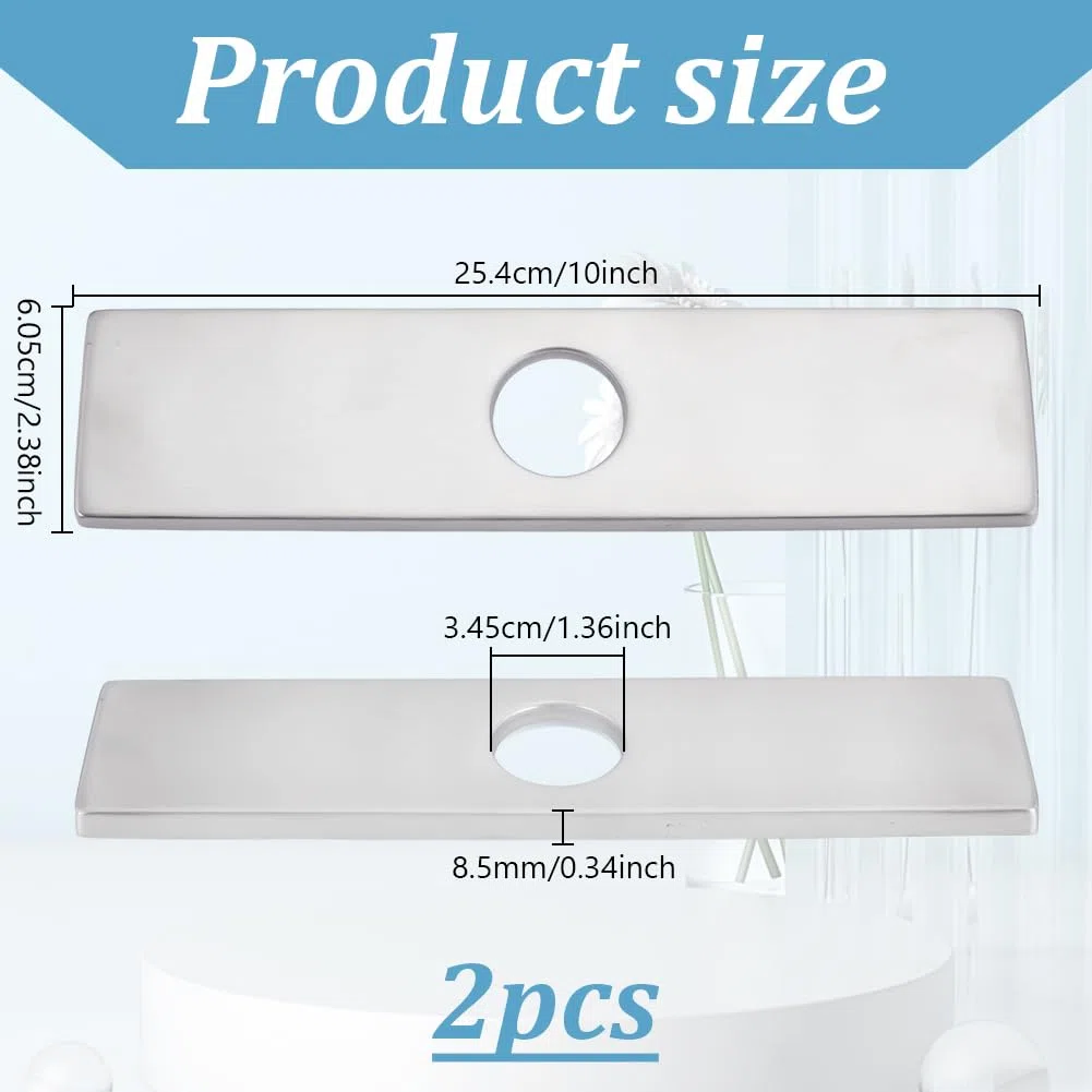 UNICRAFTALE 2 piastre di base in acciaio inox per rubinetti da 25 cm, grande copertura per rubinetti da cucina, piastra di copertura rettangolare lunga, per cucina o bagno