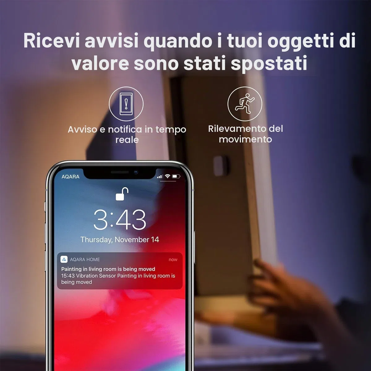 Aqara Sensore di vibrazione, Zigbee, Richiede un Hub Aqara, Rilevatore di Rottura Vetro Wireless Mini per Sistemi di Allarme e Automazione, Compatibile con Apple HomeKit, Home Assistant e IFTTT