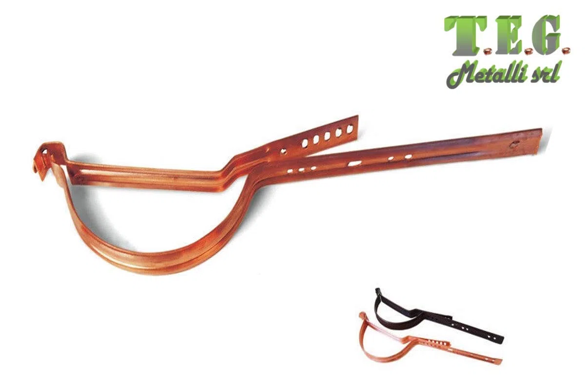 Kit 6 Metri Grondaia Tonda in Alluminio Rame Antichizzato + Accessori di Montaggio (330, con Baverino)