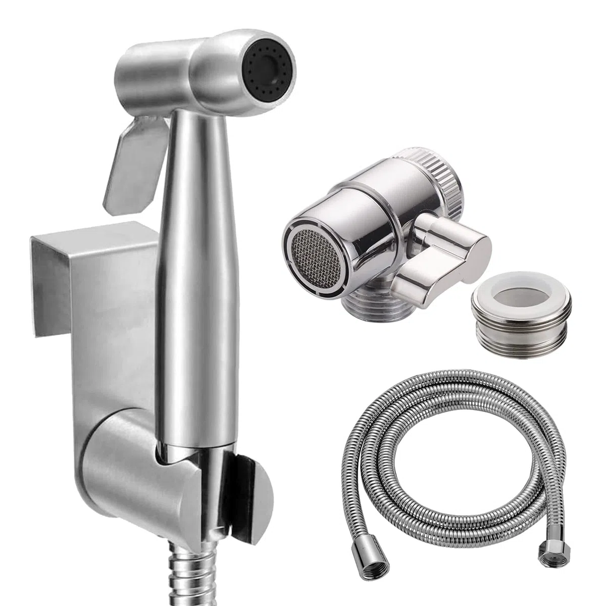 Doccetta per lavabo set, soffione doccia per lavabo doccetta da bagno con 59" tubo per animali domestici doccia lavare i capelli o pulire il lavandino, con valvola rubinetto