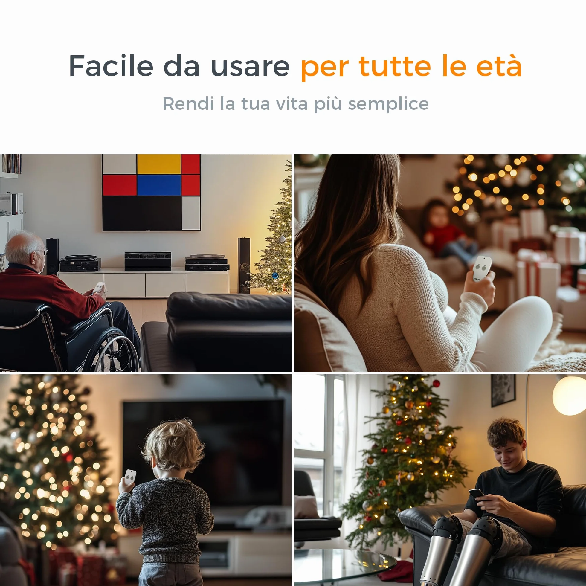 TESSAN Presa Telecomandata, Distanza Telecomando 30,5 M, Presa per Decorazioni Natalizie, Elettrodomestici e Lampade, 2300 W, Bianca