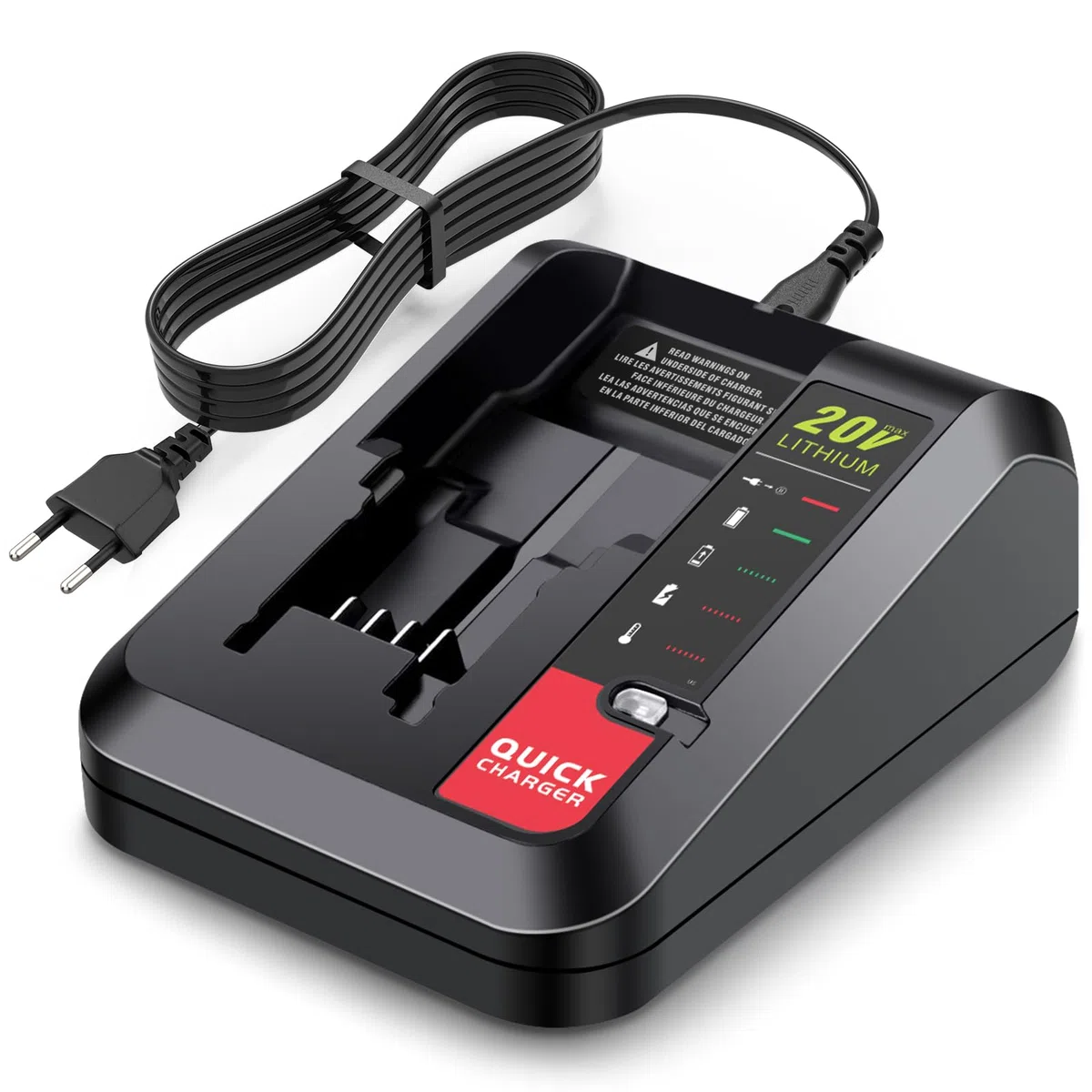 ASUNCELL Caricabatterie Li-ION 2 A Compatibile con Batterie al Litio Black & Decker, Caricabatterie Rapido 18V utilizzabile per Black+Decker LBXR20, LBXR20-OPE, LB20, LBX20, LBX4020, LB2X4020,