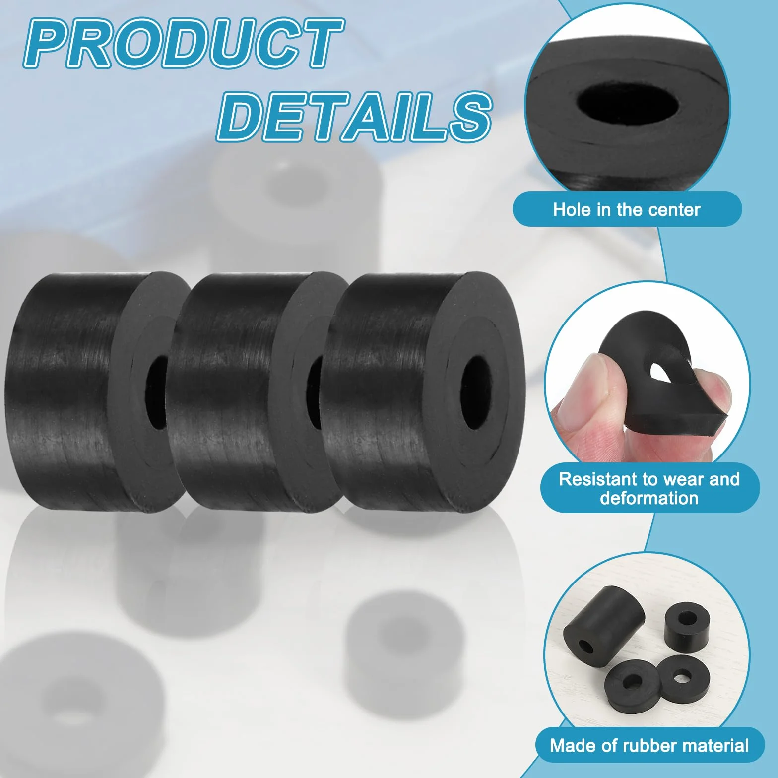 QUARKZMAN 48 Pz Distanziatore Rotondo Gomma, 20x6x10 mm (OD*ID*Spessore) Anello Rotondo Antivibrante Boccola In Gomma - Versatile per Edilizia, Automotive, Nautico e Elettrodomestici