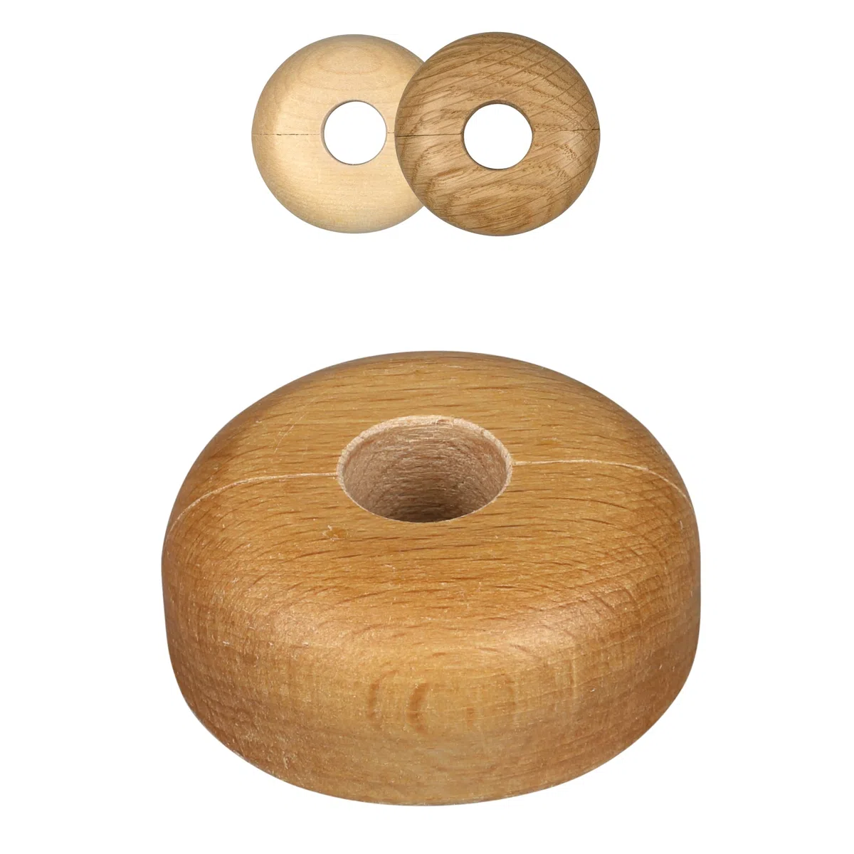 FUX 10 rosette per tubi di riscaldamento singoli, 15 mm – 22 mm, copertura per tubi, rosette di copertura, riscaldamento, rivestimento, rosette per radiatore, legno, parquet, rosette in legno (15 mm,