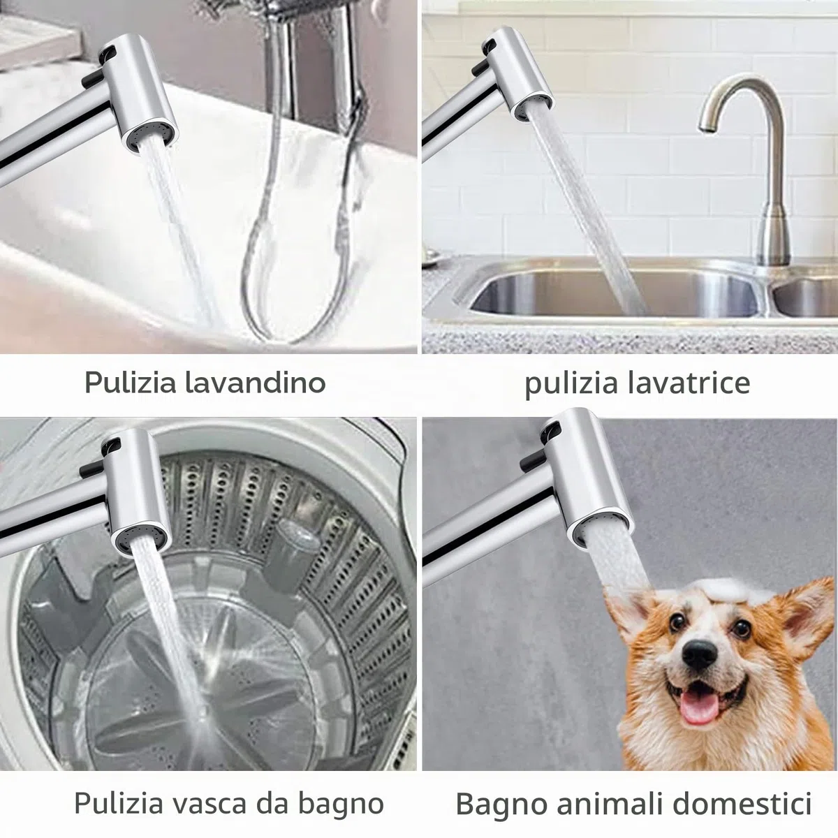 Kit Doccetta per Bidet Portatile, modalità doppio getto, soffione in ABS ad alta pressione, kit spray per pannolini in tessuto per bambini con erogatore per rubinetto, tubi flessibili