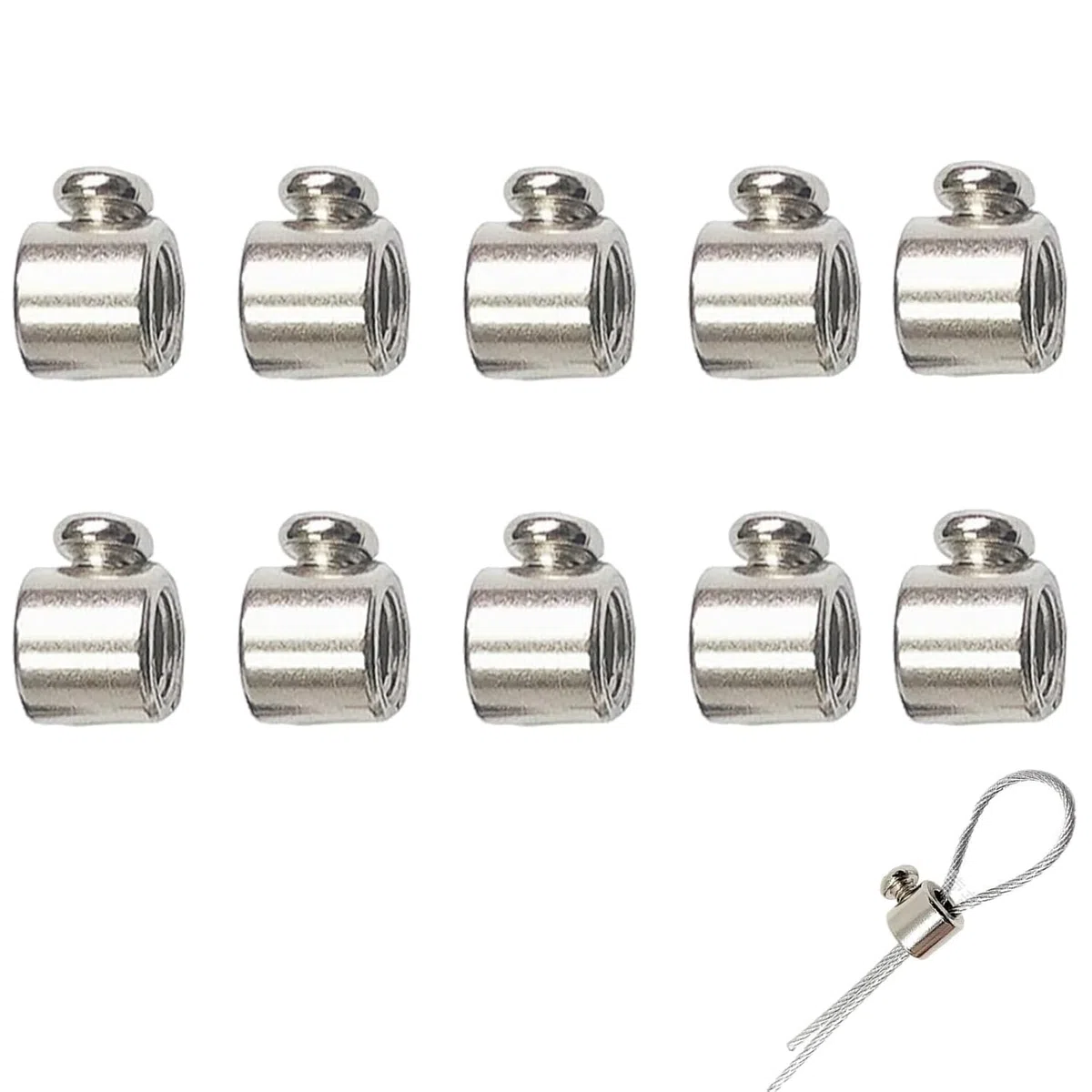 Morsetti for cavi metallici, 10 pezzi for for regolabili con blocco a vite terminale for for