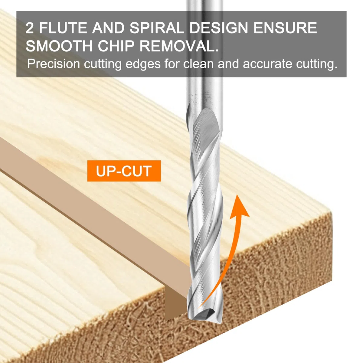 sourcing map 2 punte per fresa a spirale con diametro del taglio di 6 mm, 2 scanalature, per intaglio del legno e incisione (codolo 6 mm, lunghezza taglio 32 mm, lunghezza 60 mm, elica 30 gradi