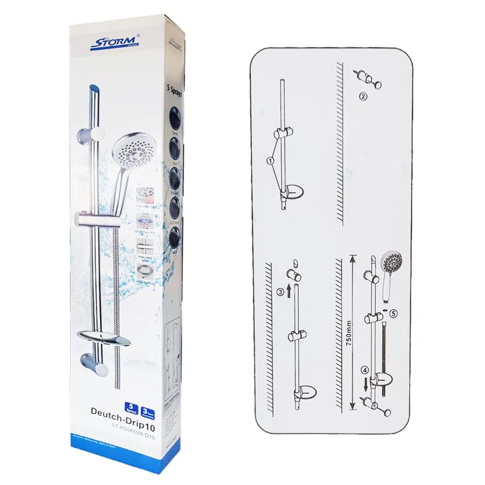 Asta Doccia 75 cm, Kit Asta Saliscendi Doccia Regolabile in Altezza, Colonna Doccia Senza Miscelatore, Staffa Supporto Regolabile, Tubo Flessibile Doccia 150 cm