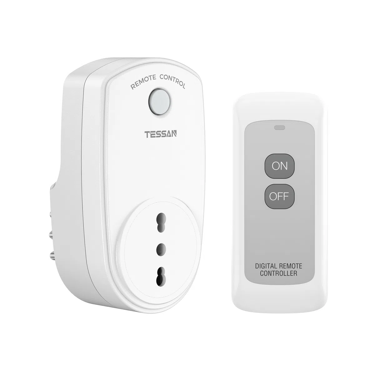 TESSAN Presa Telecomandata con Telecomando, Presa di Corrente Radiocomandata con portata di 25 metri, PreProgrammato Wireless Interruttore Spine Italiana 10A Adatto Interno