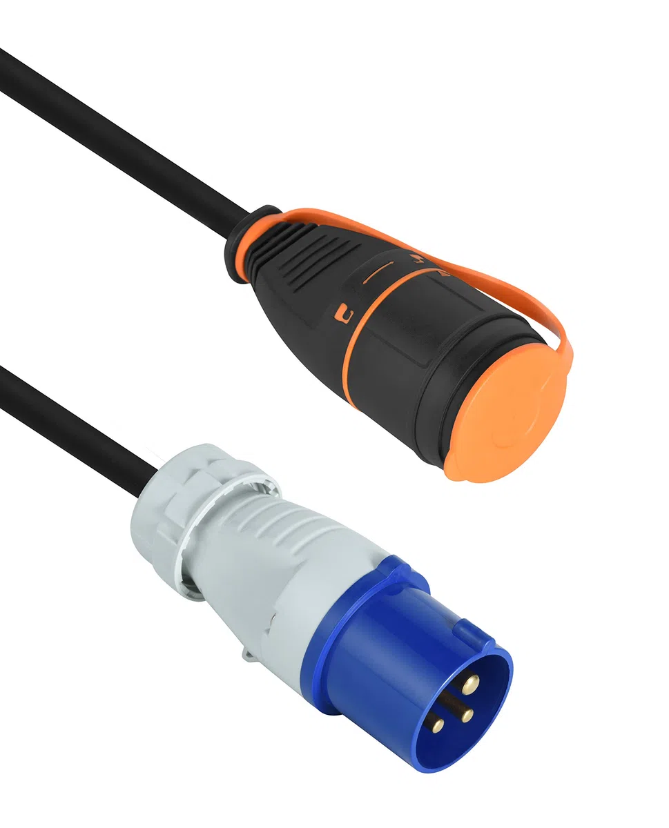 Electraline 01742 Prolunga Elettrica, Adattatore industriale CEE IP44 1.5M, Cavo H07RN-F 3G1.5 con Presa Electralock dotata di Meccanismo di Blocco che impedisce disconnessioni accidentali della spina