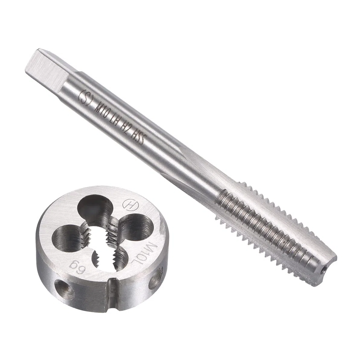 QUARKZMAN M10 x 1.5mm Metrico Sinistro Mano Filetto Maschiatura e Rotondo Matrice Set x 1 Set Alta Velocità Acciaio per Elaborazione Ferramenta Strumento