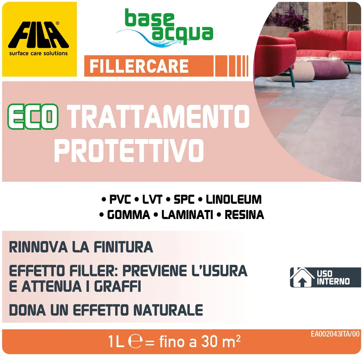 Fila Surface Care Solutions, FILLERCARE, Eco Trattamento Protettivo per Pavimento Laminato, Pavimenti in PVC e Materiali Plastici, Rinnova Il Materiale, ne Allunga la Vita e Attenua i Graffi, 1L