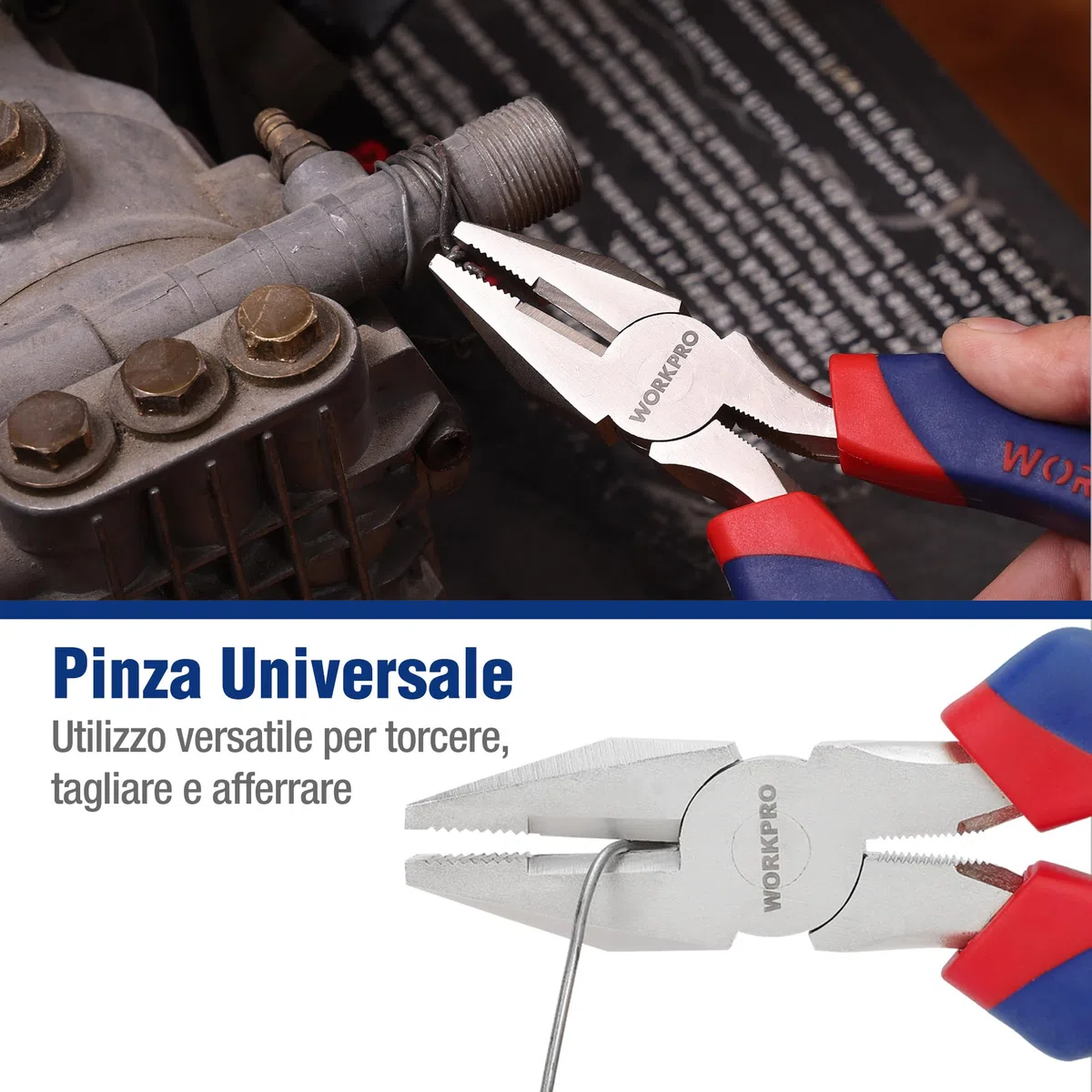 Workpro - Set di pinze e chiavi con impugnatura morbida, 5 pezzi