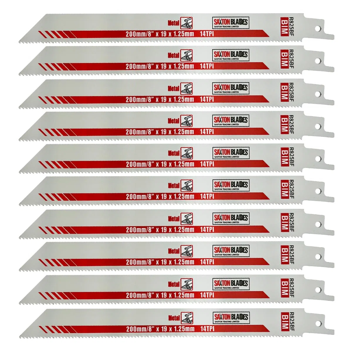 Saxton R825BF - Lame per sega a sciabola in metallo, 200 mm, per Bosch, Dewalt, Makita ecc