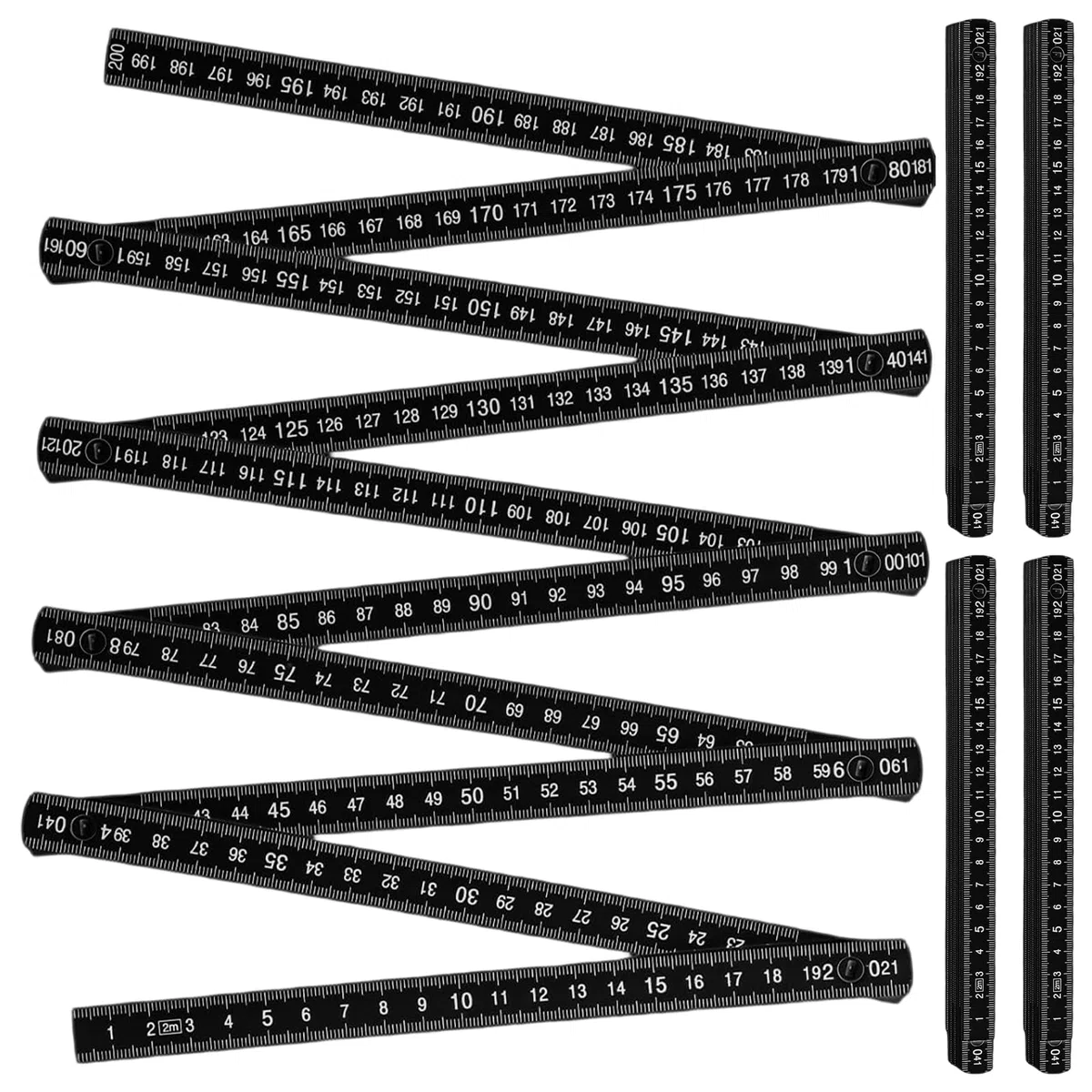 5 Pezzi Righello PieghEvole 2 Metri, Metro a Nastro Plastica Nero con Scala Duplex, Metro Pieghevole, Misuratore 2m Gliedermaßstab