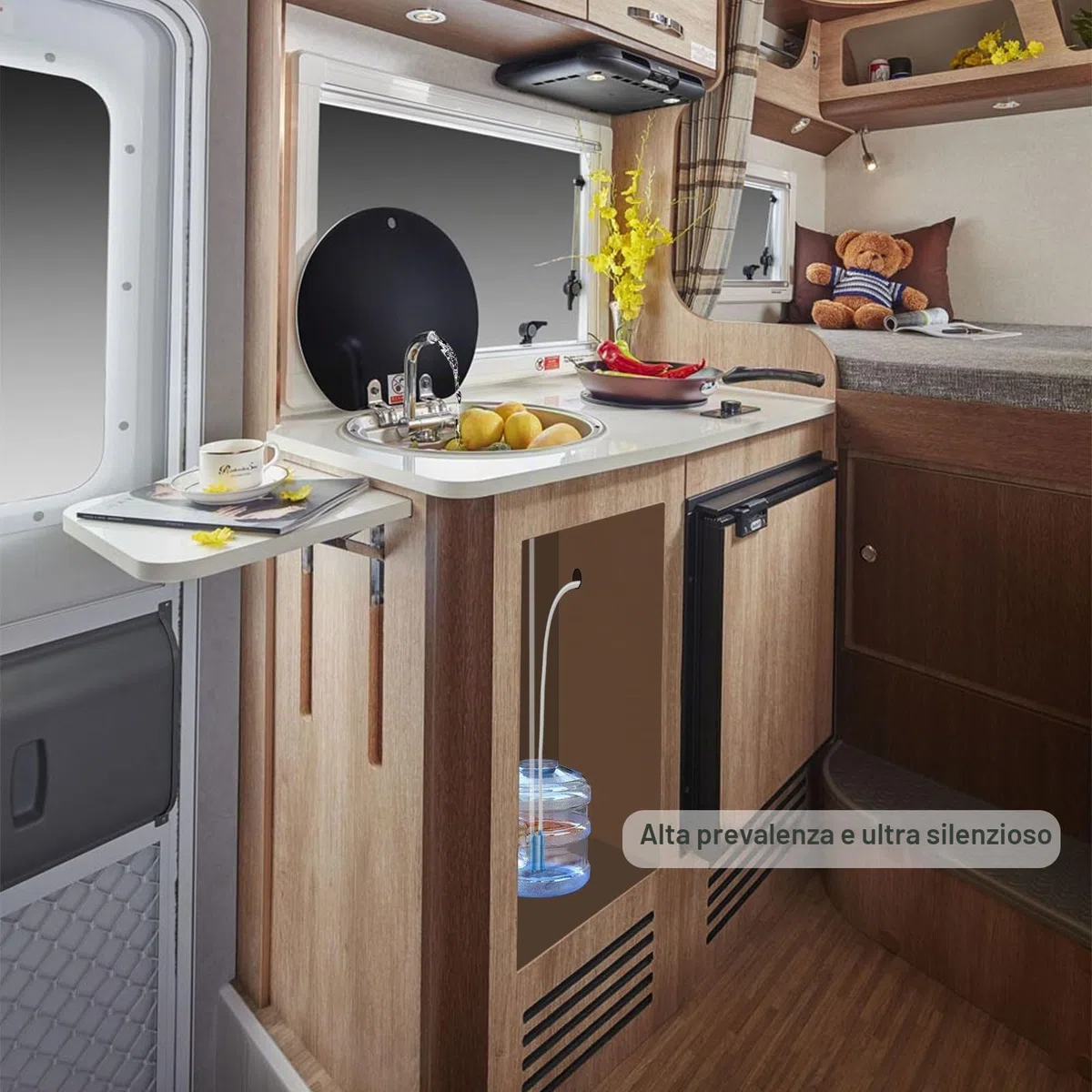 Pompa ad Acqua Sommergibile 12V 600L/H, Pompa Ultra Silenziosa con Tubo in Silicone da 5 m, per Roulotte, Camper, Yacht, Barca ecc.