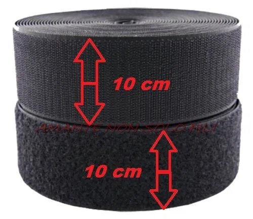 AMANTE NSF - 5 metri Nastro a Strappo Velcro da cucire da 10 cm - completo maschio+femmina nero