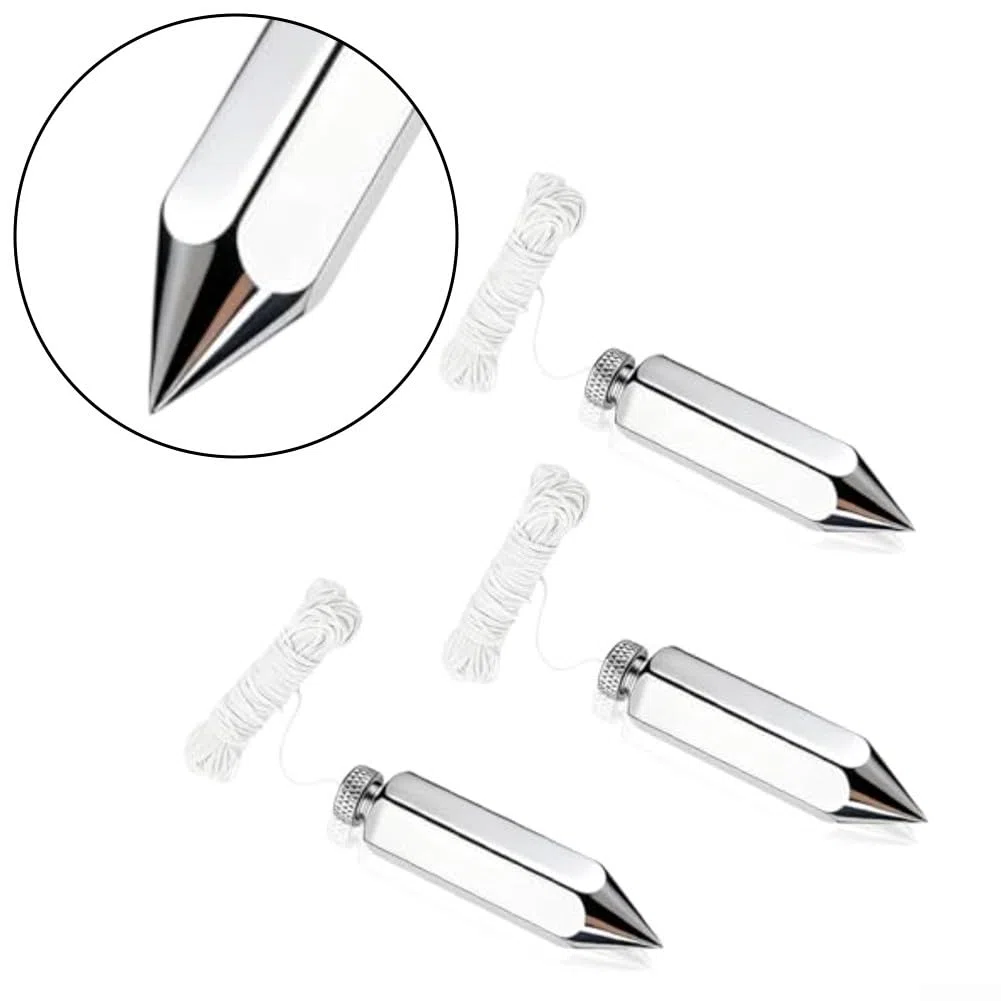 Precision Plumb Bob 226,8 g, forma esagonale, struttura in acciaio, componenti in ottone e corda estesa da 15 metri per prestazioni costanti in loco (3 pezzi)