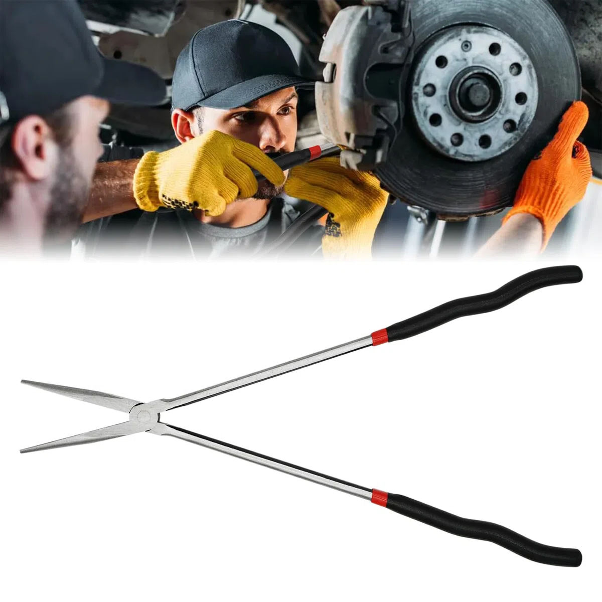 Pinze a becco extra lunghe da 16 pollici, set di attrezzi professionali in acciaio con naso dritto, 40 cm di lunghezza, per riparazioni/fai da te, torni e hardware industriale girevole