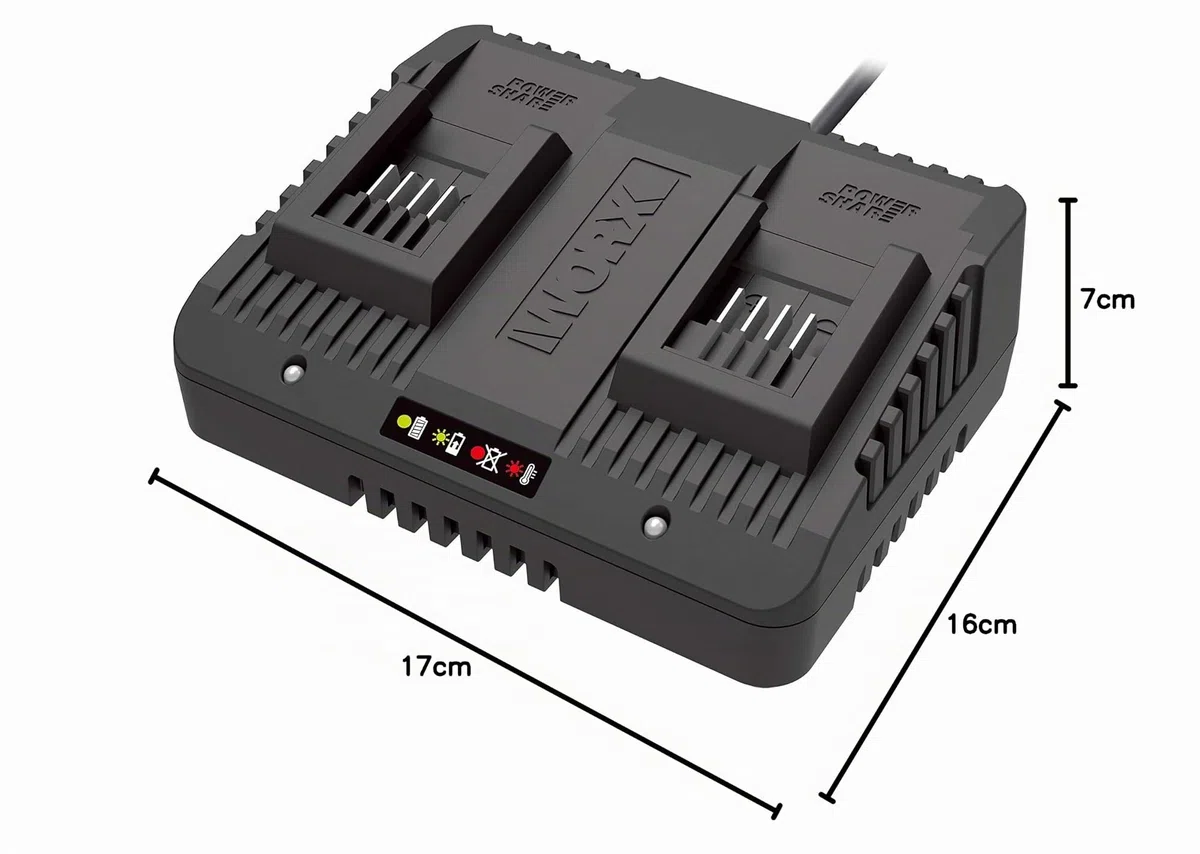 WORX WA3772 caricatore 20V doppio da 2Ah - 50W