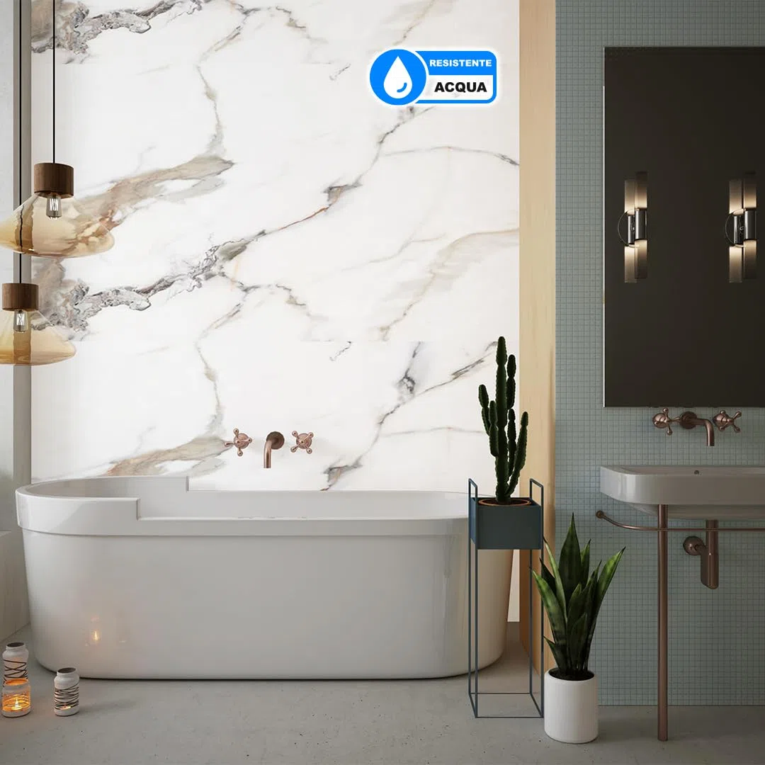 IZODEKOR Rivestimento Murale Aspetto Marmo - 1x pannello - Alternativa alle Piastrelle del Bagno/della Cucina, Pannelli per Pareti Doccia, Pannelli per Pareti Posteriori della Cucina | Garden Of Eden